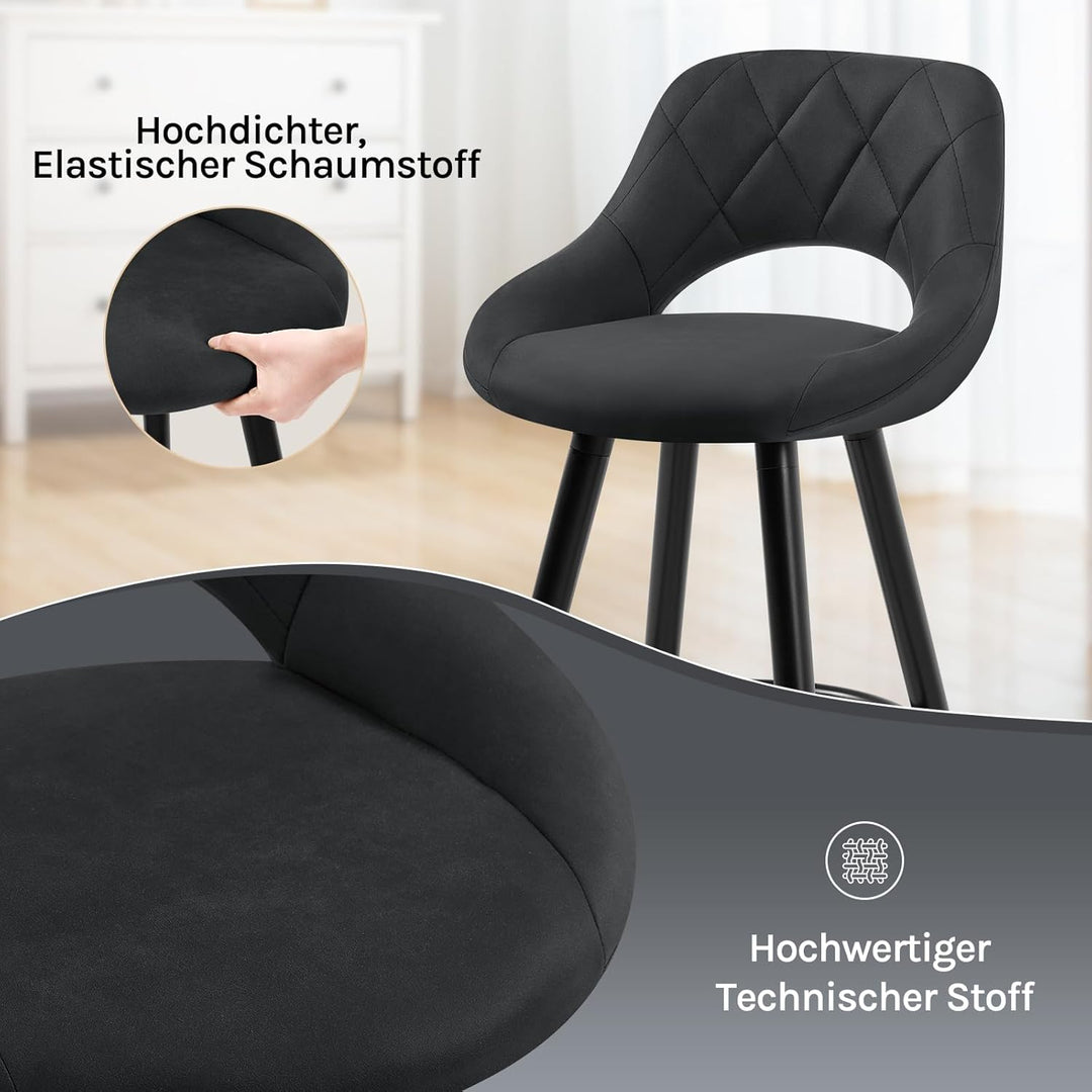 WOLTU Barhocker 2er Set, Barstuhl Küchenhocker Thekenhocker, Hocker mit Rückenlehne Fussstütze, aus