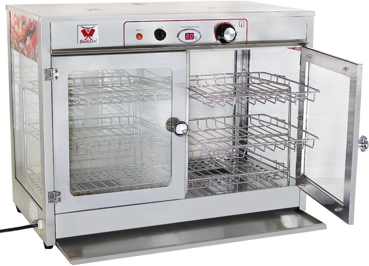 Beeketal 'BHT-2' Profi Gastro Heisse Theke Warmhaltevitrine aus Edelstahl mit Beleuchtung, Krümelsch