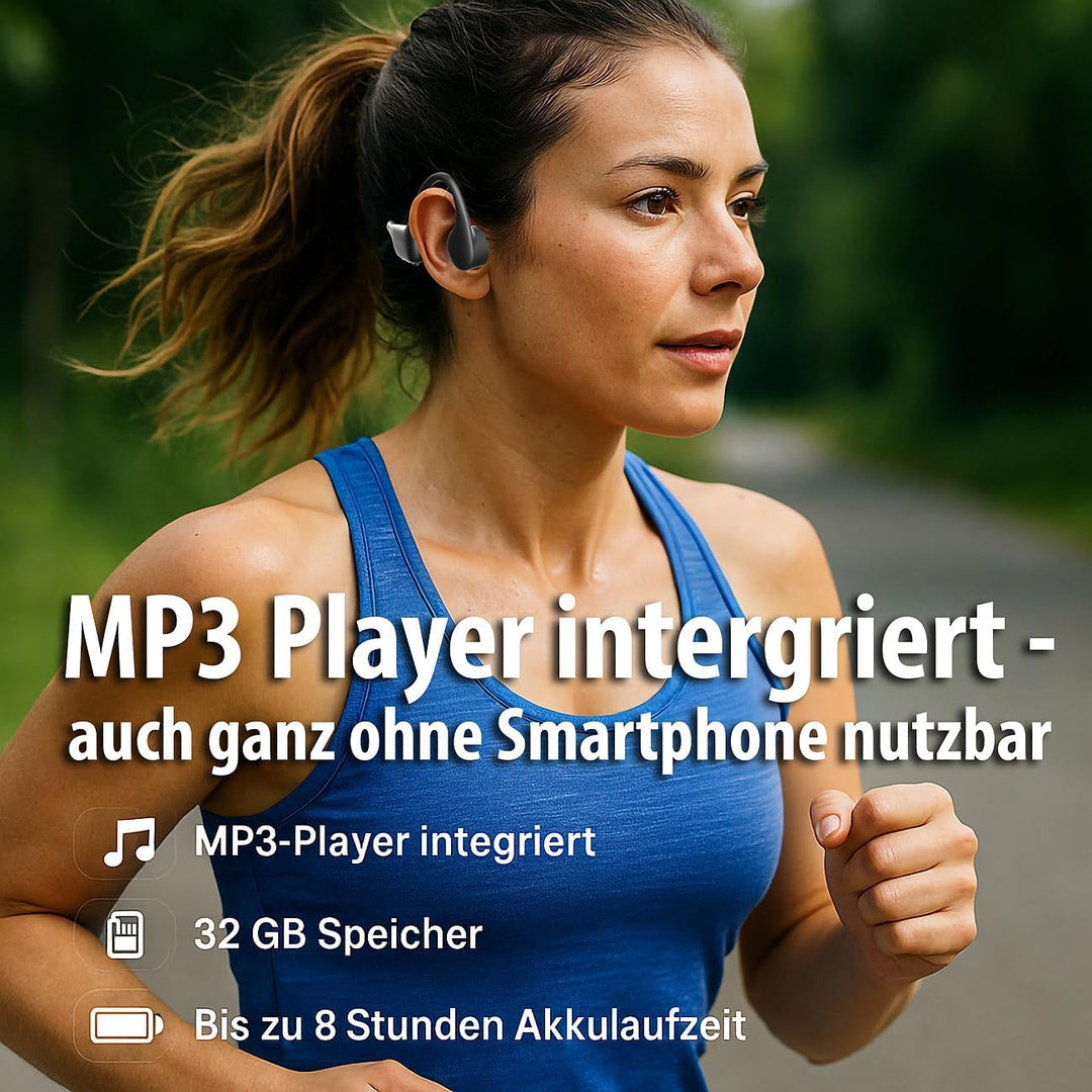 auvisio Knochenkopfhörer: Wasserdichter Knochenschall-Kopfhörer, Bluetooth 5.4, MP3, 32 GB, IP68 (Kn