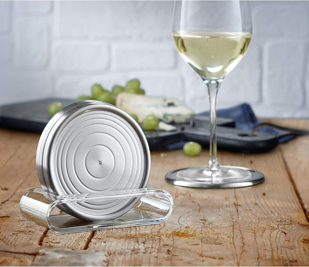 WMF Loft Bar Gläserteller-Set 6-teilig, Glasuntersetzer mit Präsenter, Untersetzer Gläser 9,5cm, Cro
