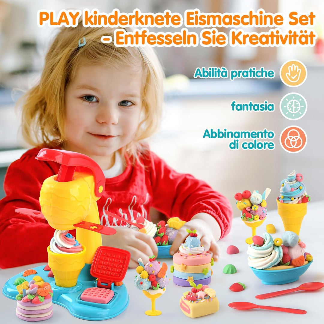 PLAY Eis Knete Set für Kinder - DIY Knete Eismaschine Set Knete Zubehör, Kinderknete Kitchen Creatio