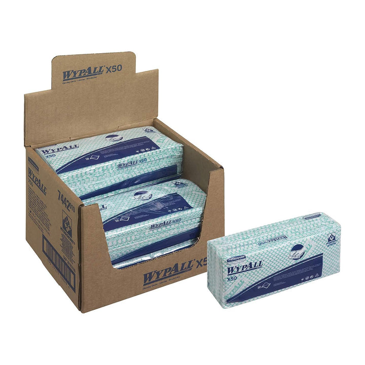 WypAll X50 Farbcodierte Reinigungstücher 7442 Reinigungstücher Grün – 6 Packungen x 50 Farbcodierte
