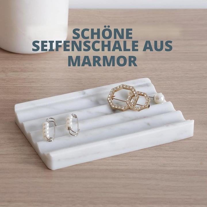2 Stück Marmor Seifenschale, Seifenhalter mit Ablauf, Seifenablage Waschbecken, Kreative Seifenschal