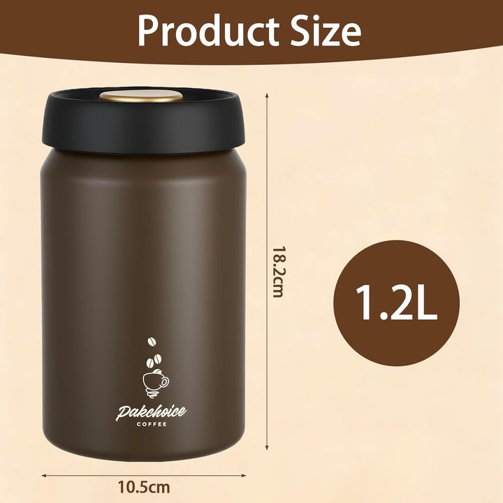 Kaffeebohnen Behälter (1,2L), Kaffeedose Luftdicht, kaffeedose, 316 Edelstahl Material, geeignet Für