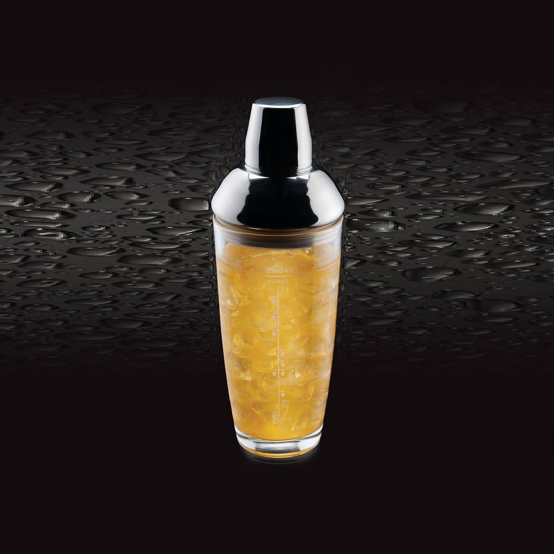 Bar Craft Boston Cocktailshaker, mit aufgedruckten Rezepten und Massangaben, Glas, Transparent, in G