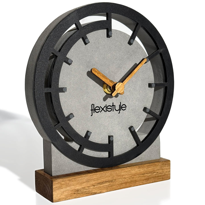 FLEXISTYLE Modern standuhr tischuhr klein aus Holz Eiche Wohnzimmer Badezimmer Uhr Holz tischuhren h
