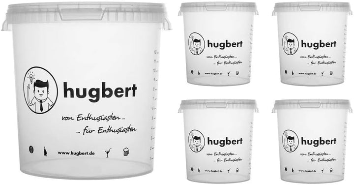 Gärbehälter 15L /17L - Gäreimer mit Skala und Deckel- Eimer Gärfass für Wein und Bier - 5 Stück 15/1