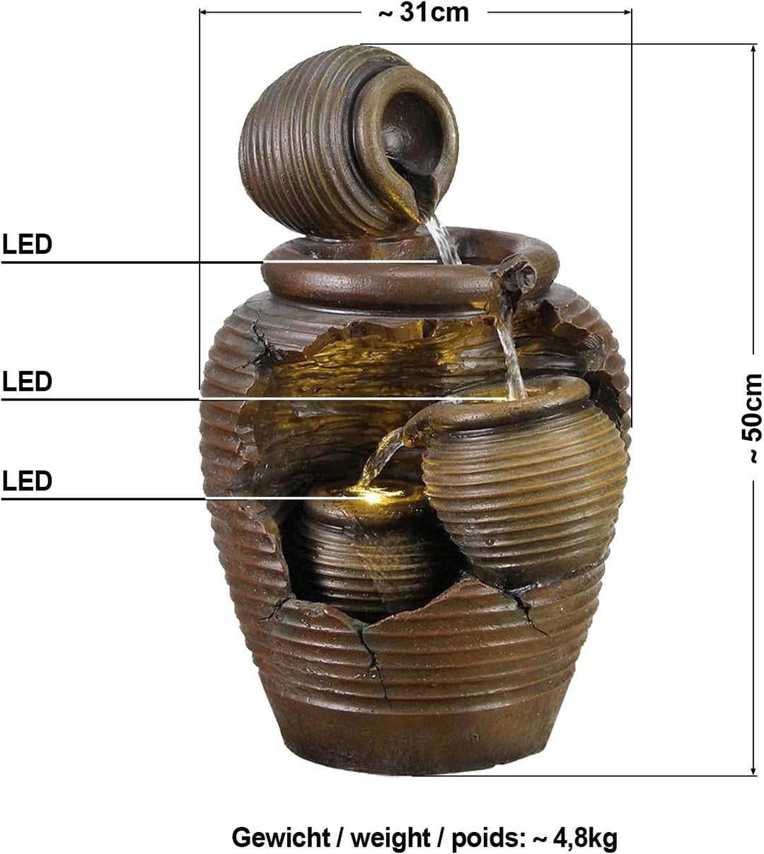 Gartenbrunnen Brunnen Zierbrunnen Zimmerbrunnen Brunnen mit LED-Licht 230V Wasserfall Wasserspiel fü