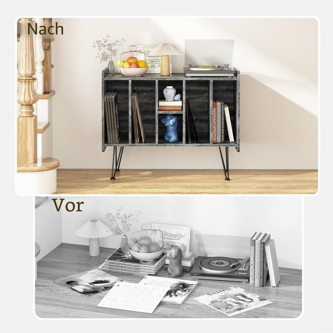 Plattenspielerständer Mit Aufbewahrung, Plattenspieler Regal, Plattenspielertisch, Schallplatten Auf