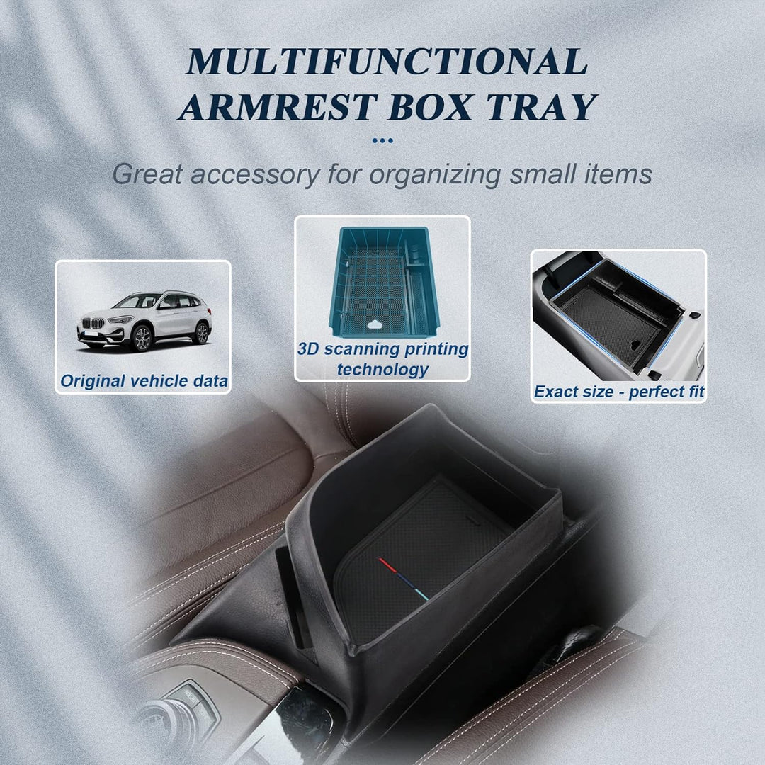 BIBIBO Aufbewahrungsbox für B*MW X1 F48 2016-2022 X2 F39 2019-2022, Mittelkonsole Organizer, Mittela