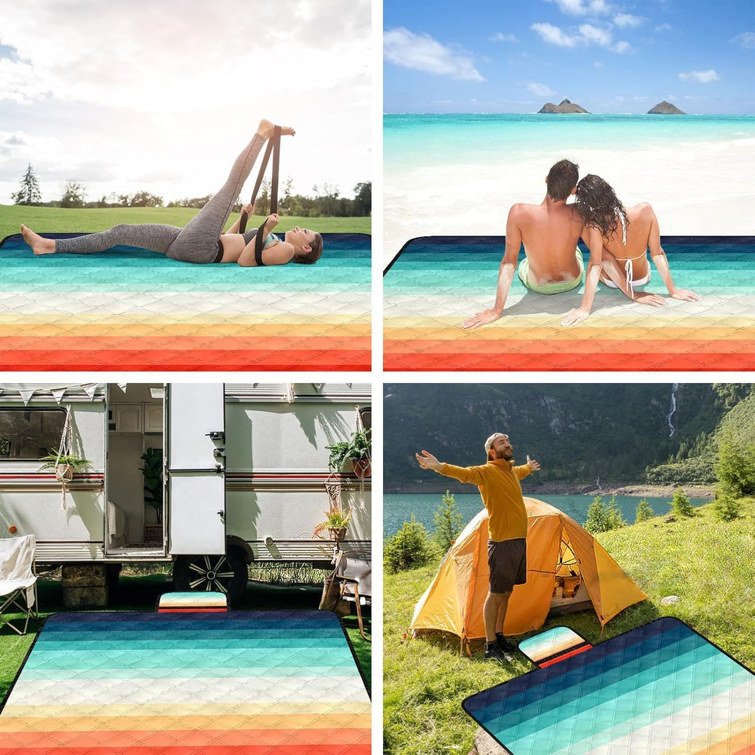 Picknickdecken, 200x200cm Extra GrossE Waschbare Picknickdecke, Faltbare Strandmatte Mit Tragegurt,
