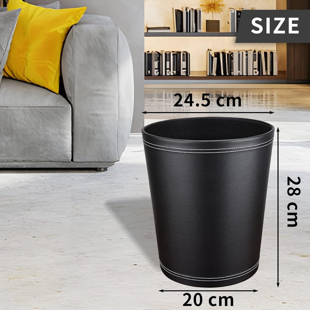GORESE Papierkorb Büro - Papierkorb aus Leder in Schwarz, modernes Design, Mülleimer für Küche, Bad,