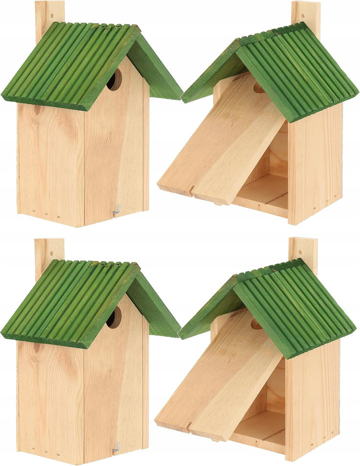 MAZUR 4X Nistkasten zum Aufhängen | Vogelhaus | grün | Nistkästen | handgemacht in Europa | für Meis