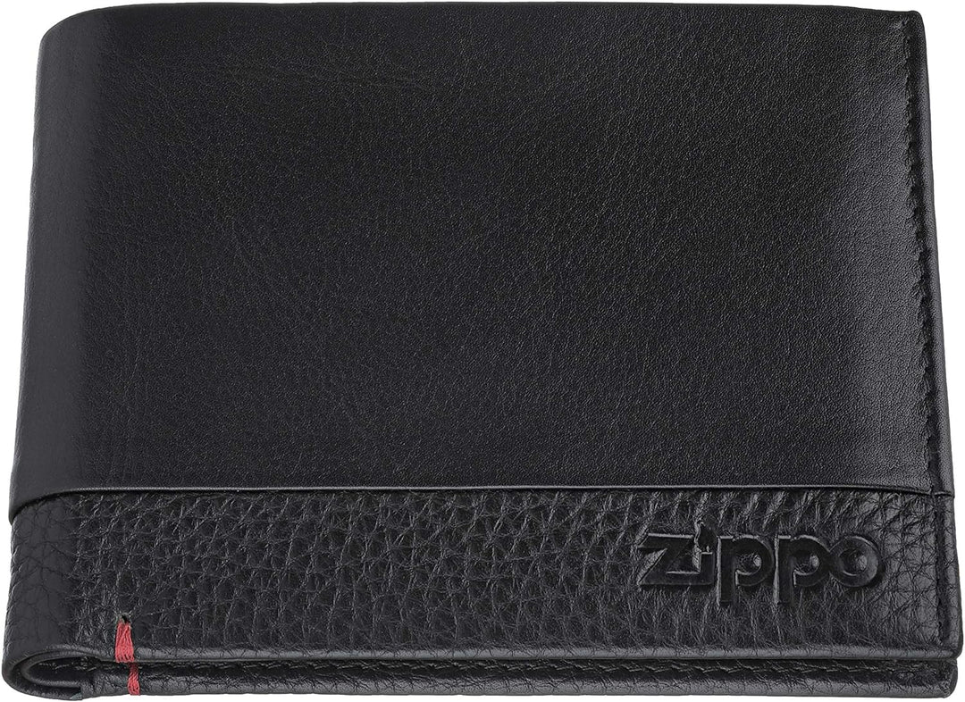 Zippo, dreifach gefaltete Nappa-Brieftasche, 12 x 9 x 2 cm, schwarz