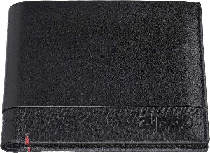 Zippo, dreifach gefaltete Nappa-Brieftasche, 12 x 9 x 2 cm, schwarz