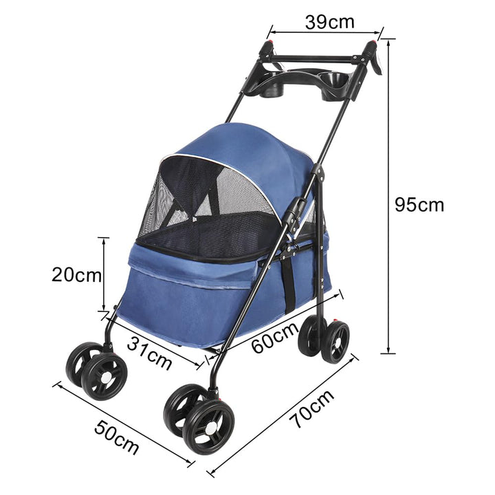 Homewell Klappbarer Haustierwagen mit Getränkehalter, Hundewagen & Katzenwagen, Leicht & Bequem mit