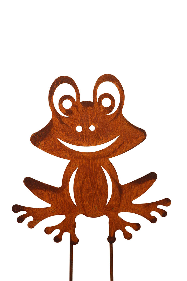 Bornhöft Gartenstecker Frosch Beetstecker Topfstecker Metall Rost Gartendeko Edelrost rostige Dekora