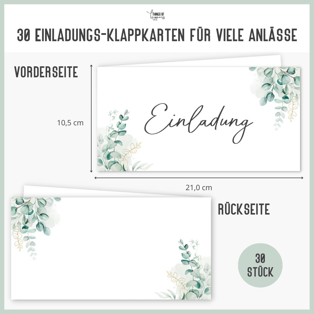 30 Einladungskarten inkl. Umschläge für Hochzeit, Standesamt, Geburtstag, Konfirmation, Kommunion, J