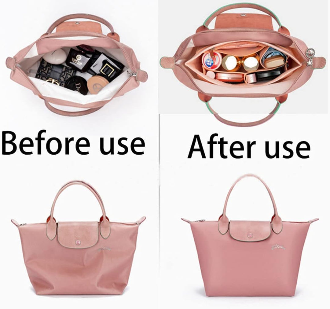 1028pink-M AG Tragetasche für Longchamp Le Pliage, grosse Tragetasche, Filz, Geldbörse, Reissverschl
