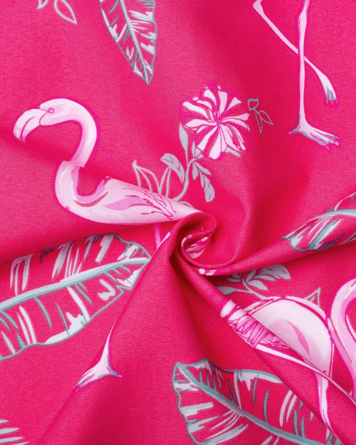J.VER Herren Hawaiihemd Kurzarm Party Hemd Casual Flamingo Floral Strandhemd Bügelfrei Button Down K