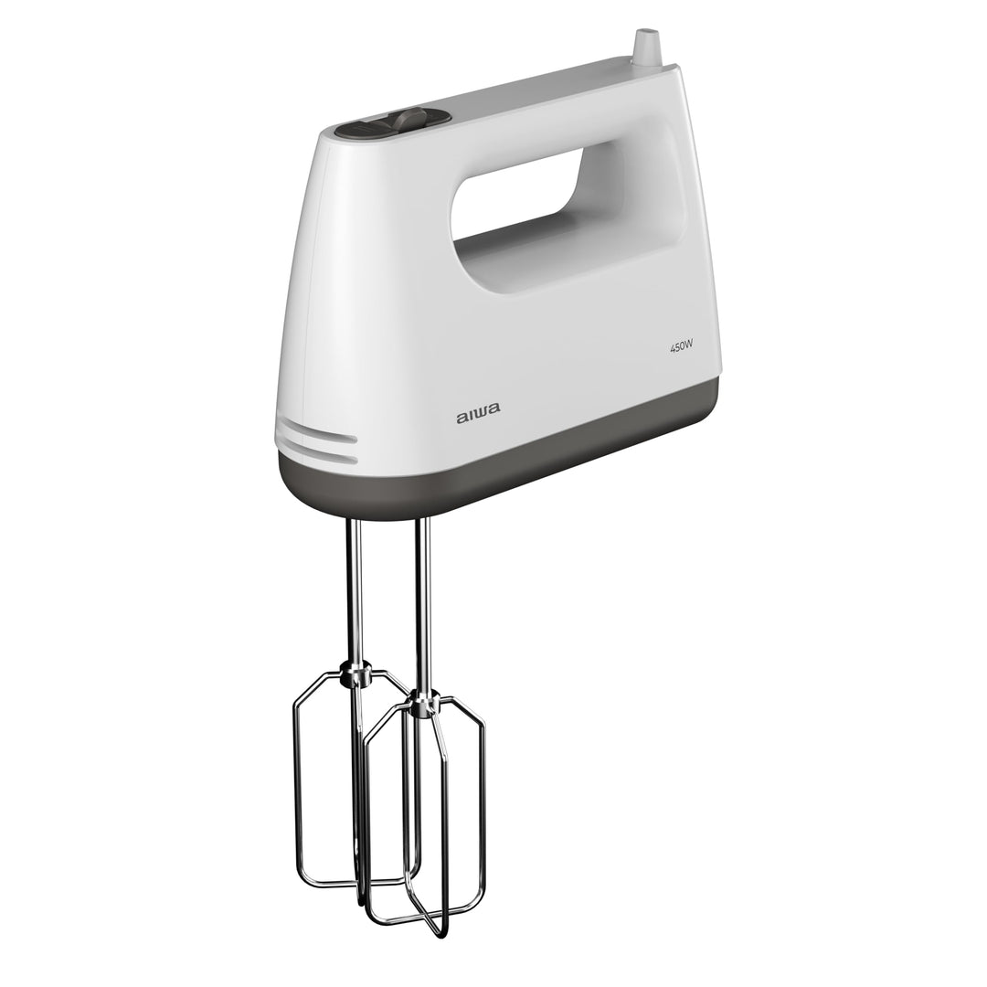 Aiwa Tesaberu AHX‑600 Stabmixer, 450 W, 5 Geschwindigkeitsstufen + Turbo-Funktion, 2 Knethaken und K