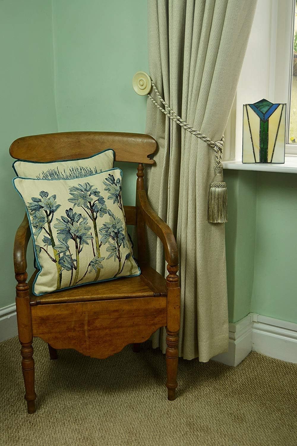 McAlister Textiles Tapestry | Bestickter Kissenbezug Blaue Glockenblumen | 40 x 40cm | gewobenes Blu