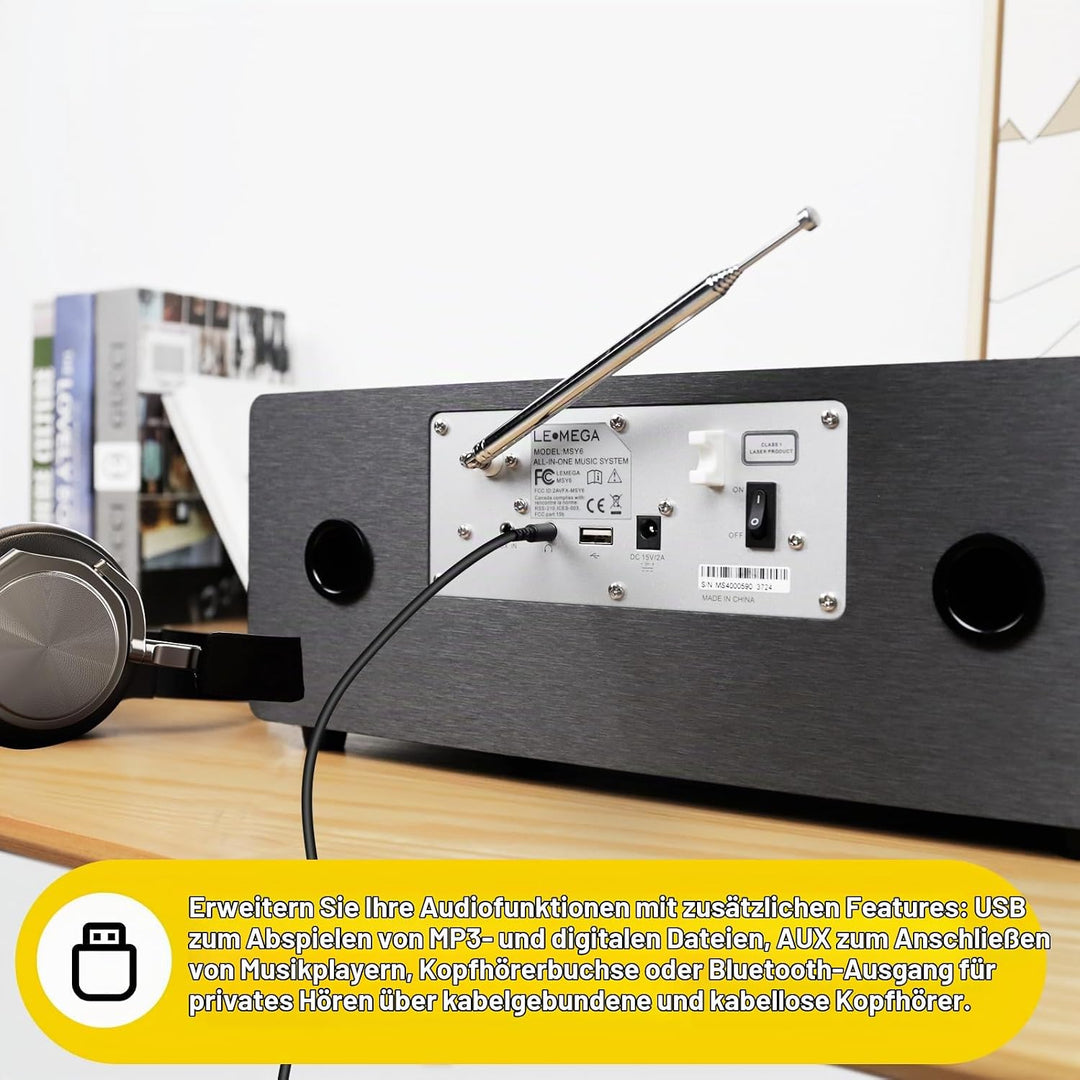 Stereo Digitalradio CD-Player | HiFi-System | DAB+, USB MP3, Bluetooth5.3, UKW | Leistungsstarkes St