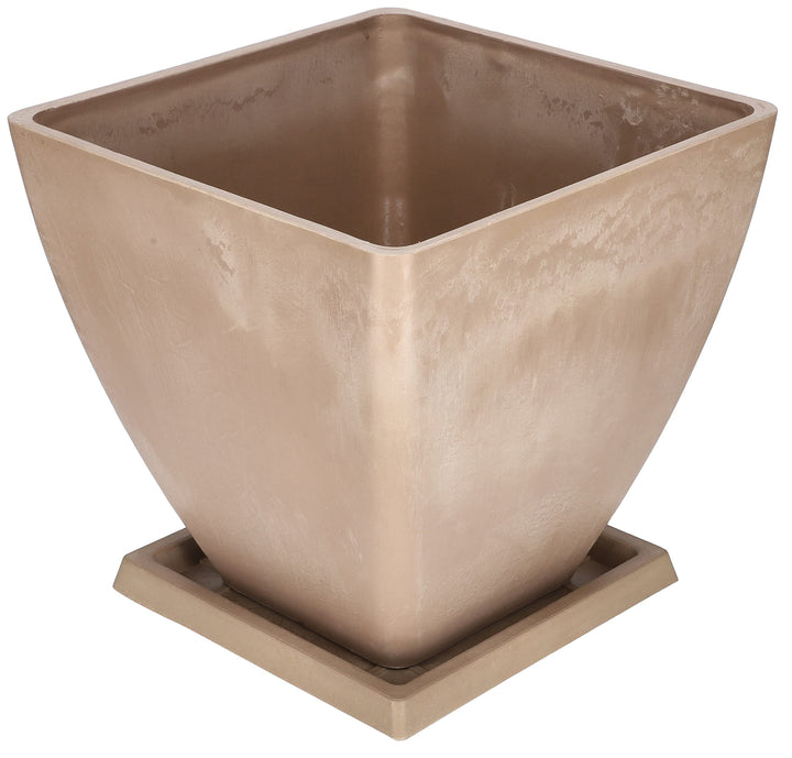 KOTARBAU® Blumentopf Pflanzgefäss gross aus recycelten Materialien 30x30x28cm mit Untersetzer 23x23x