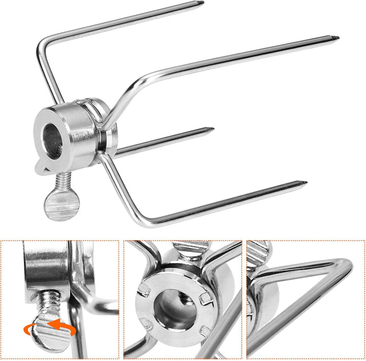 LASRS360 Fleischklammer Fleischnadeln Edelstahl Grillklammer Spiessgabel Grillspiess Drehspiess mit