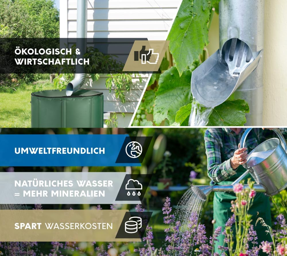 WESTMANN Faltbare Regentonne | 500 Liter Grün | Regenwassertank & Regenfass zum Sammeln von Regenwas