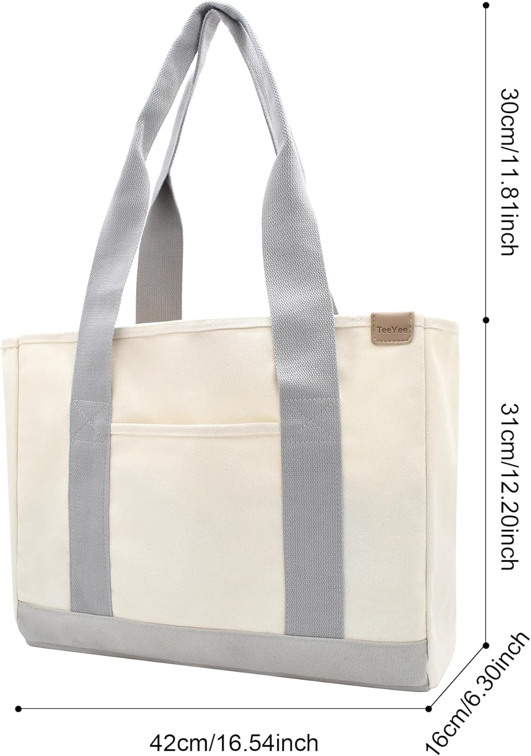 Damen Mittelgross Handtasche Canvas Satchel Tote Bag Schultertasche Shopper für Bücher Alltag Arbeit
