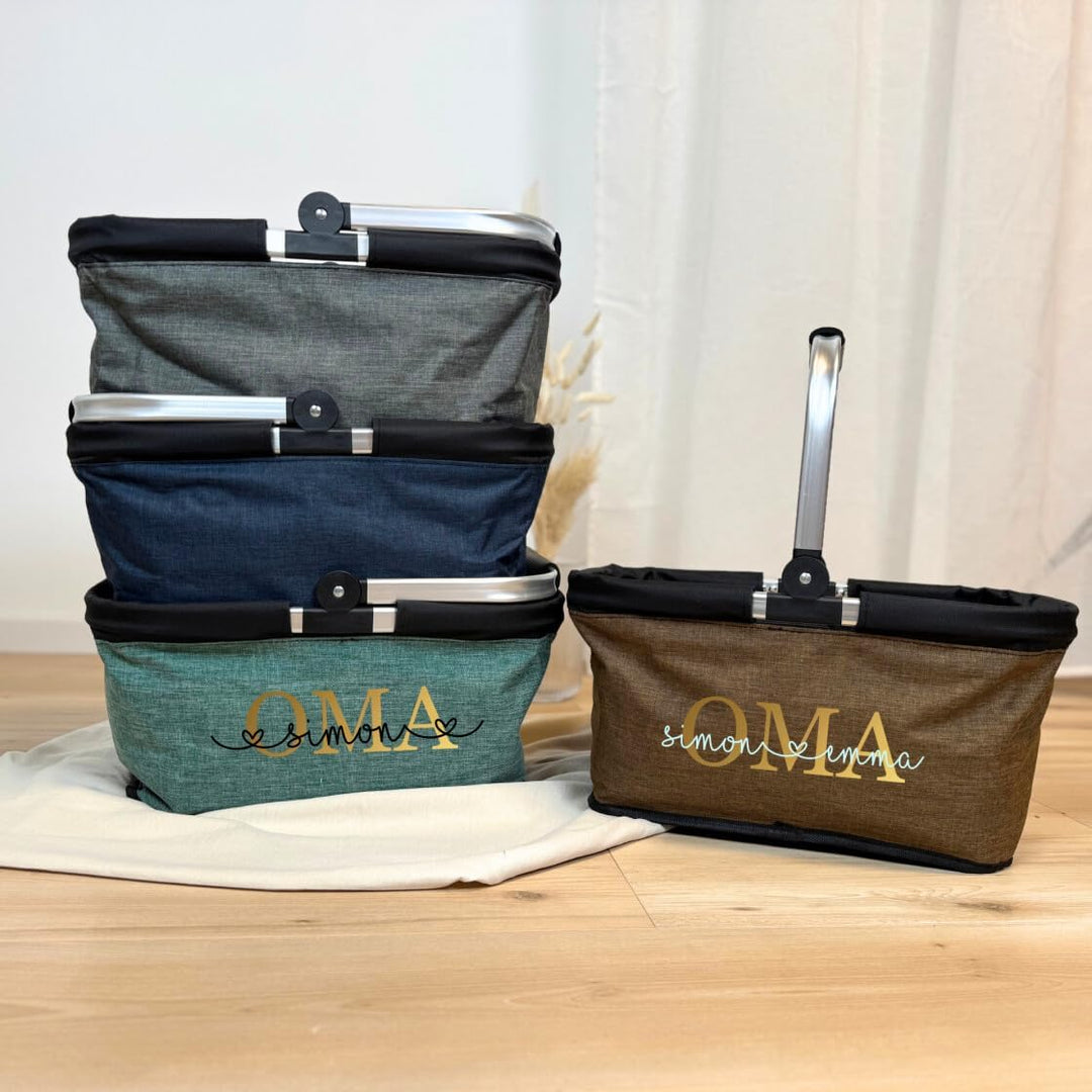 Einkaufskorb Oma personalisiert, Personalisiertes Geschenk Einkaufstasche mit Name, Tragekorb mit Al