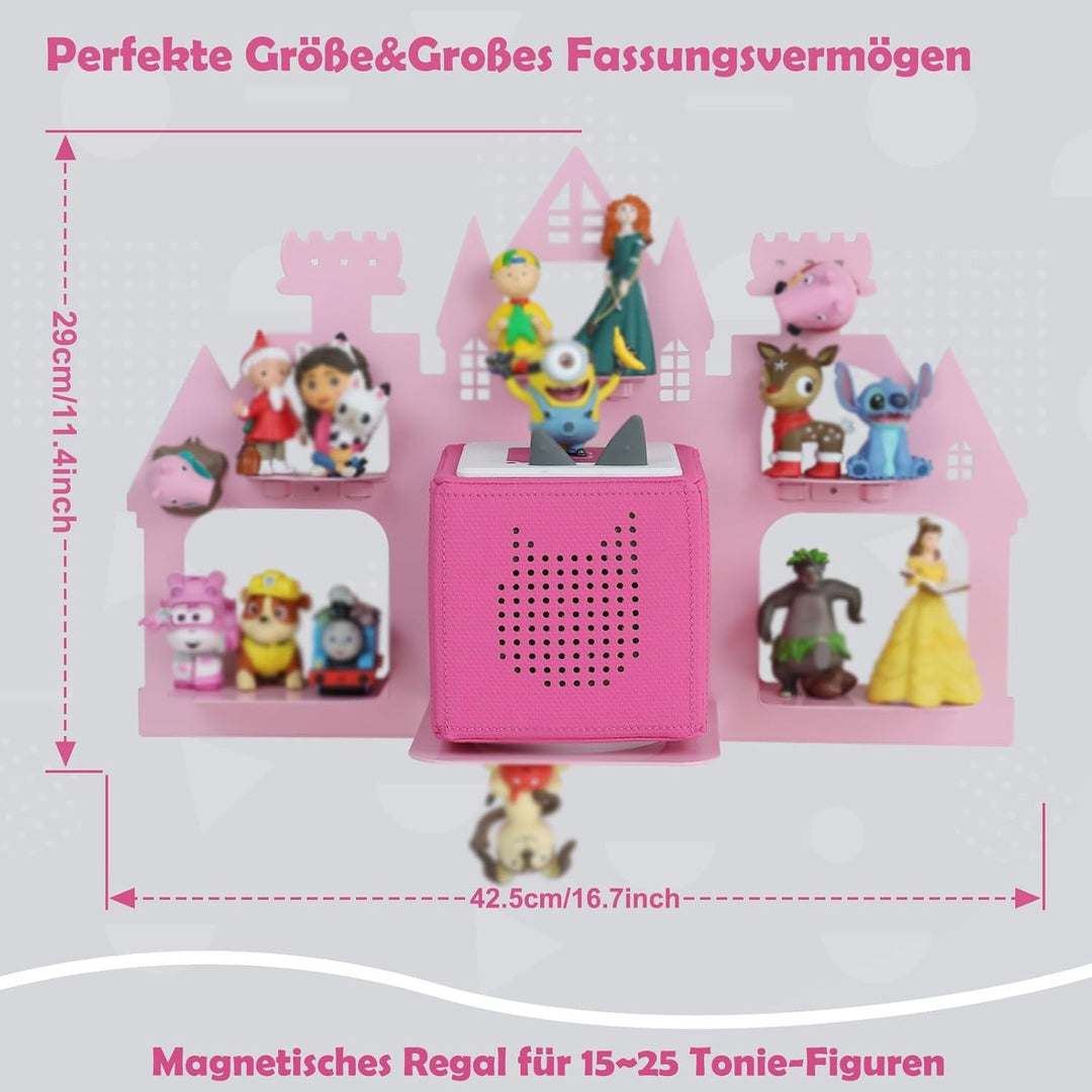 Magnetisch Regal für Tonie, Wand Regal für Toniebox/Tonie Figuren Aufbewahrung 15-25 Stück, Schloss