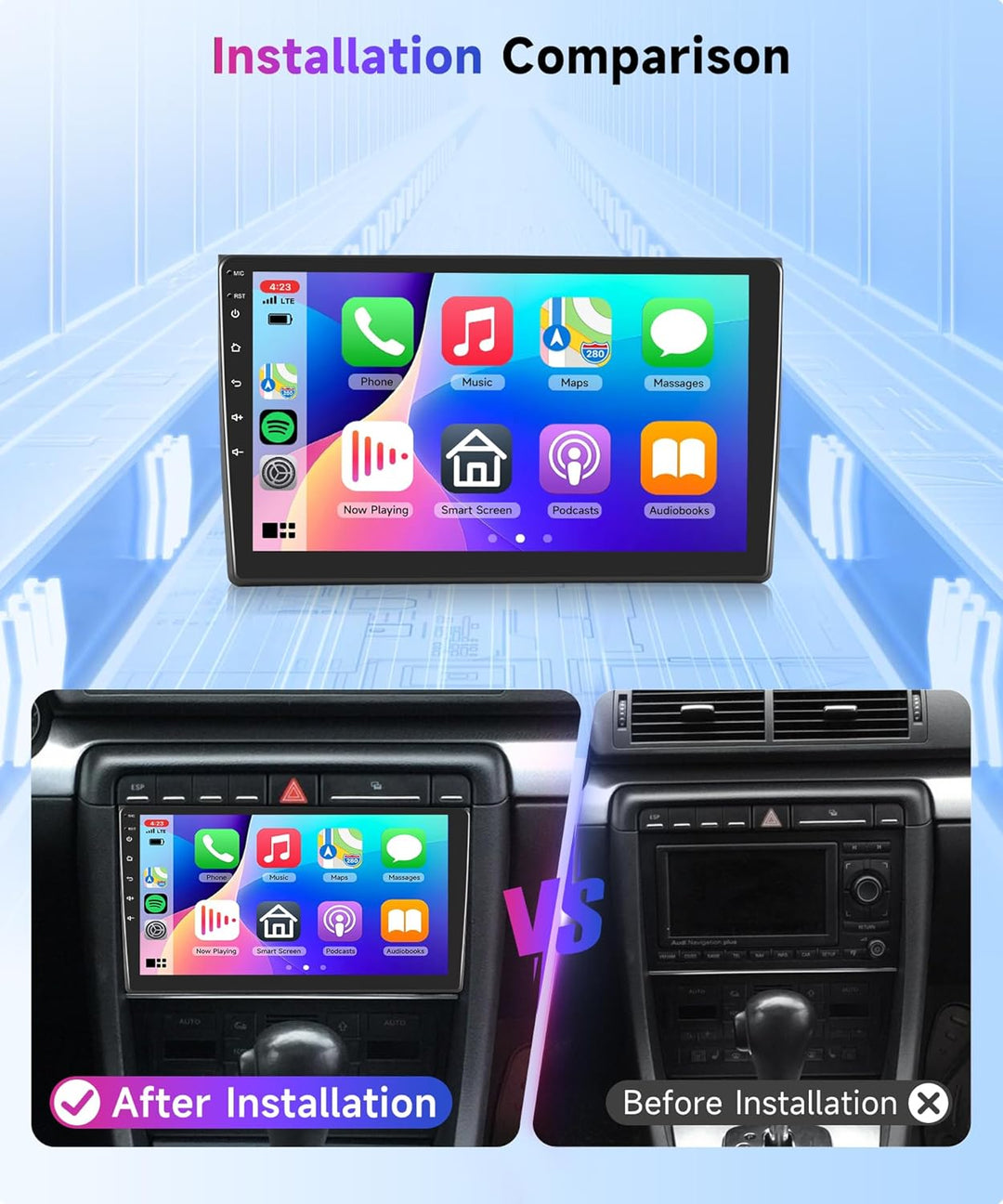 2G 64G Android 13 Autoradio für Audi A4 S4 RS4 B6 B7 8E 2000-2009 9 Zoll Touchscreen Autoradio mit W