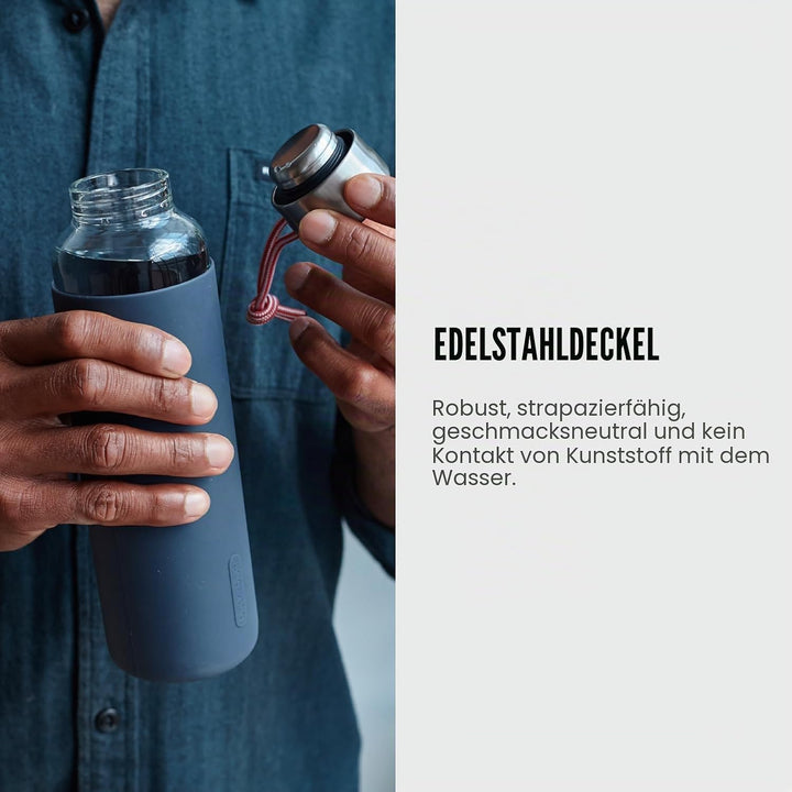 Black+Blum Glas-Wasserflasche, Schiefer, 600 ml 600 ml Schiefer, 600 ml Schiefer