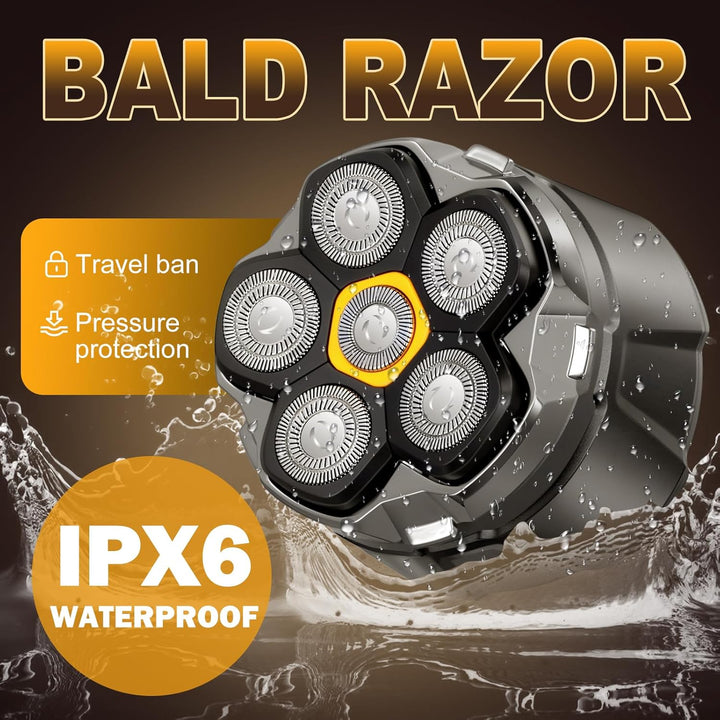 Glatzen Rasierer Herren mit LED Anzeige, Wasserdicht 6D Flexibler Glatzenrasierer, Magnetische Schwe