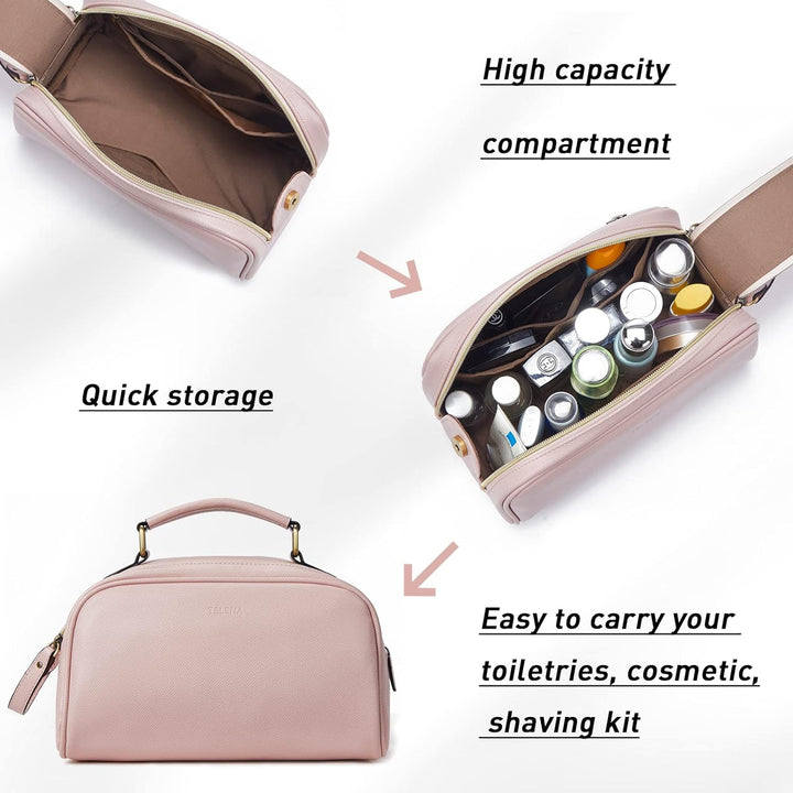 Telena Kulturbeutel für Damen und Herren aus PU-Leder, Kulturtasche zum aufhängen, Reise-Kosmetiktas