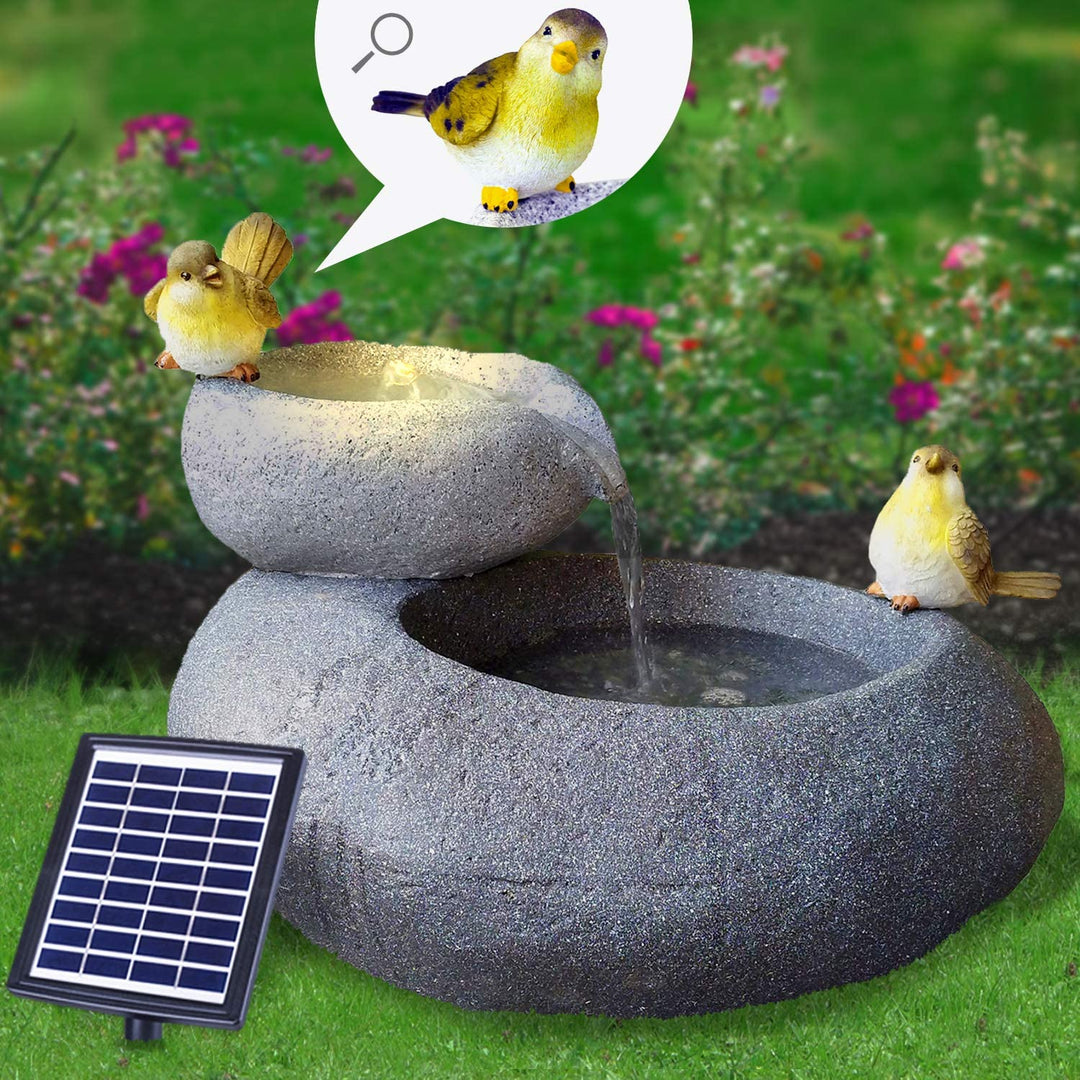 Solar Gartenbrunnen Brunnen Solarbrunnen Zierbrunnen Wasserfall Gartenleuchte Teichpumpe für Terrass