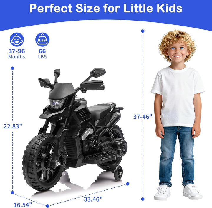 6V Elektro Motorrad Kinder, Kindermotorrad Mit 3 Geschwindigkeiten, Stützrädern, Max 6 Km/h, Bis Zu