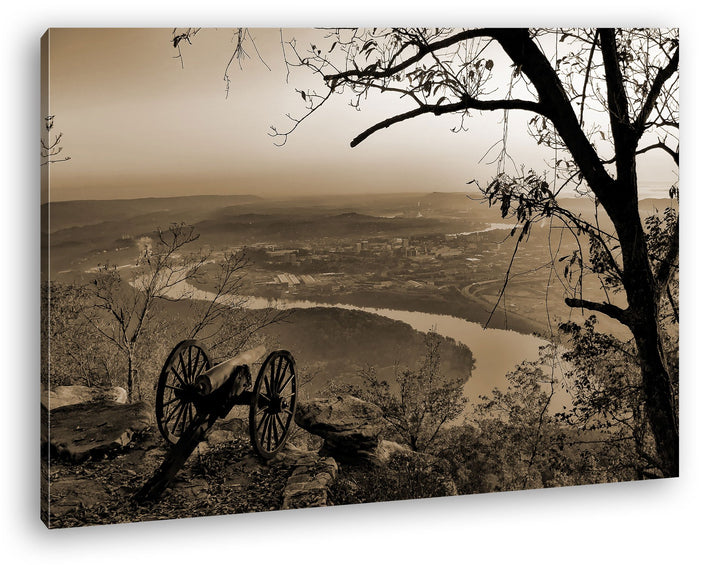deyoli Historische Militär Kanone Format: 80x60 Effekt: Sepia als Leinwandbild, Motiv fertig gerahmt