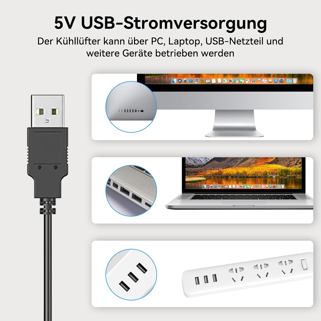 ELUTENG 2 in 1 USB Ventilator 140mm USB Lüfter 5V, Doppel PC Ventilator USB Computer Lüfter 140mm Kl