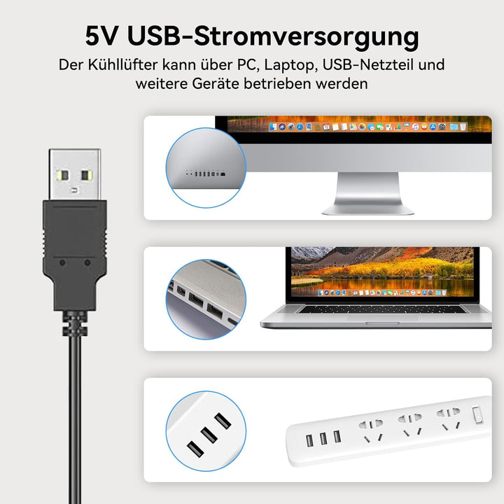 ELUTENG 2 in 1 USB Ventilator 140mm USB Lüfter 5V, Doppel PC Ventilator USB Computer Lüfter 140mm Kl