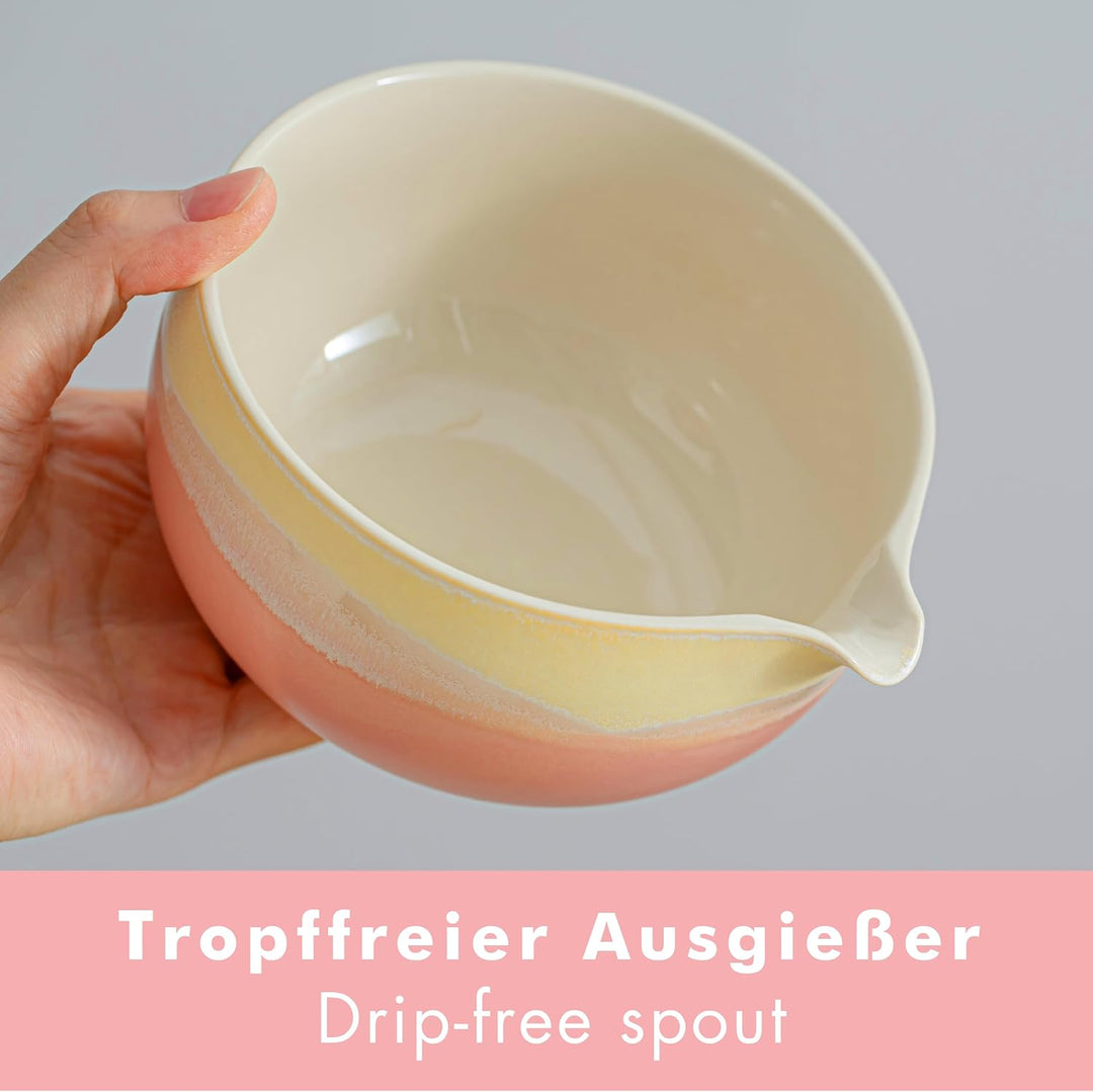 Goodwei Matcha-Set komplett mit hochwertiger Matcha Schale aus Keramik mit Ausgiesser, Matcha Besen