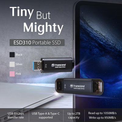 Transcend 2T External SSD ESD310C USB 10Gbps - TS2TESD310C 2TB, 2TB