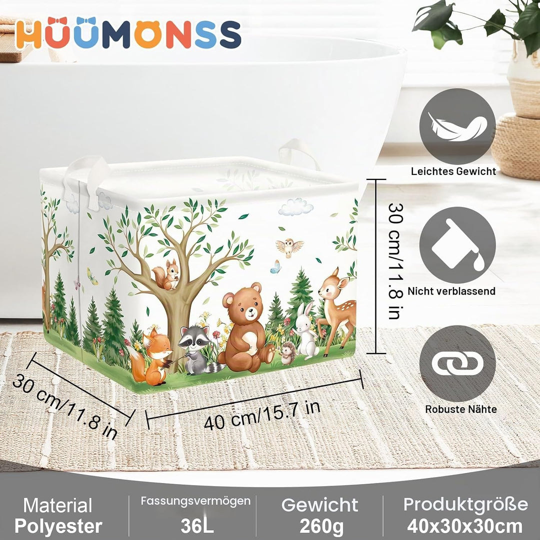 Süsses Waldtier Gross Wäschekorb Baum Laub Stoff Aufbewahrungskorb Kleidung Spielzeug Aufbewahrungsb