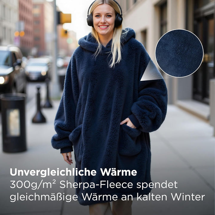 BEDSURE Hoodie Decke mit Ärmeln Deckenpullover - Tragbare Decke zum Anziehen Erwachsene XXL, Übergro