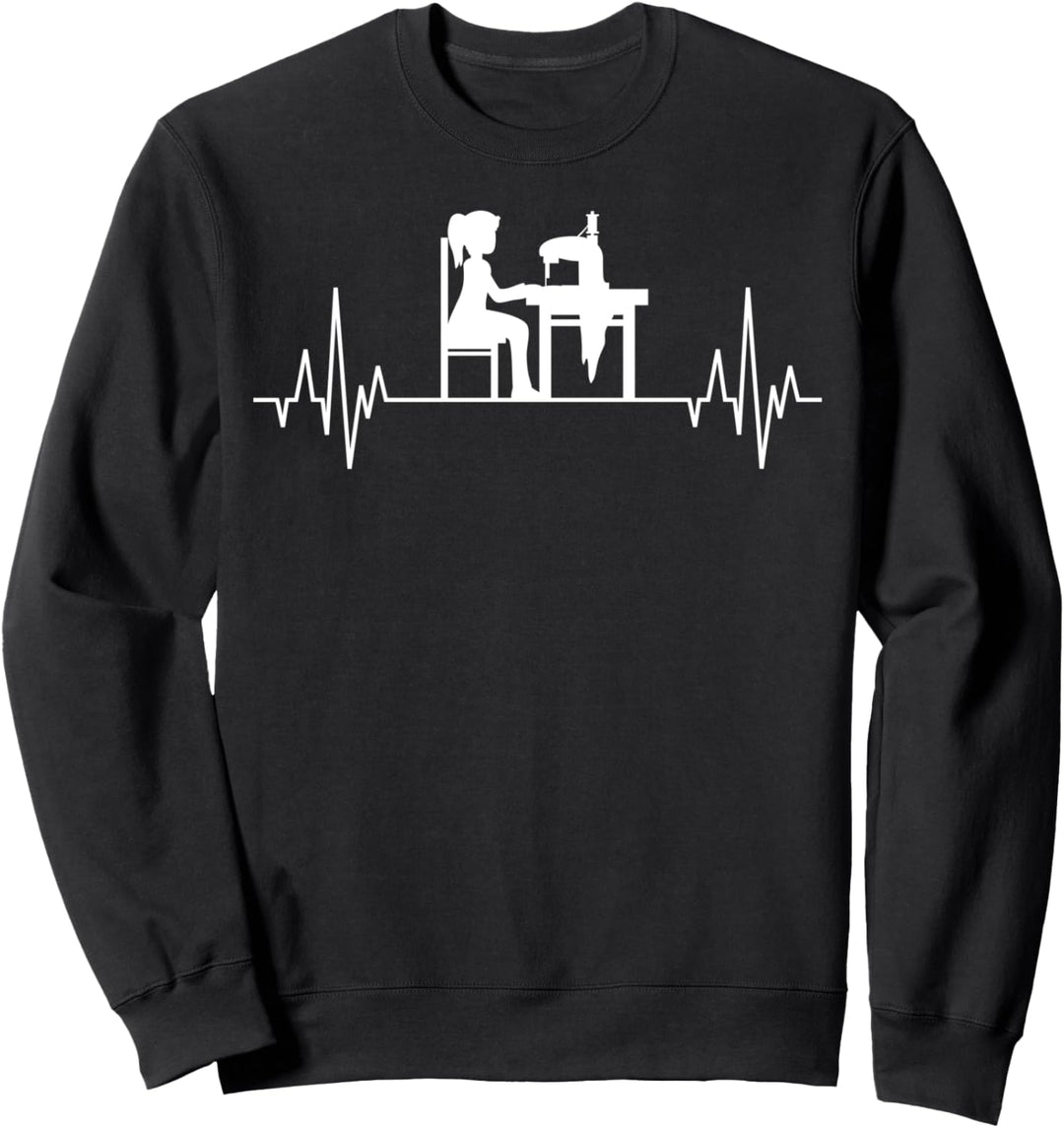 Nähen Näherin Frau Schneiderin Hobby Nähmaschine Herzschlag Sweatshirt