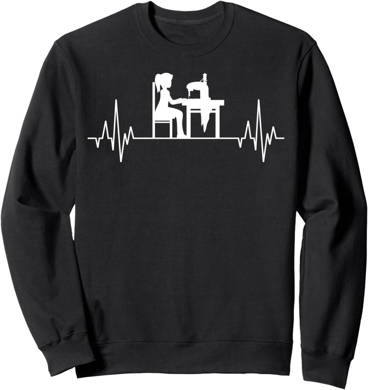 Nähen Näherin Frau Schneiderin Hobby Nähmaschine Herzschlag Sweatshirt