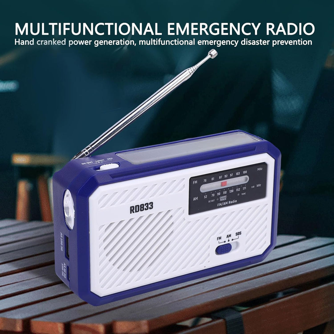 Emergency Radio Handkurbel, Solarantrieb AM FM -Radio mit LED Taschenlampe Notfallalarm für Home Cam