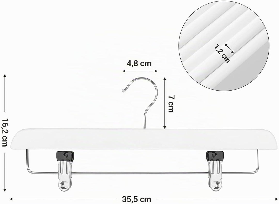 SONGMICS Rockbügel, 8er Set, Hosenbügel aus Massivholz, mit rutschfesten Clips, für Hosen, Shorts un
